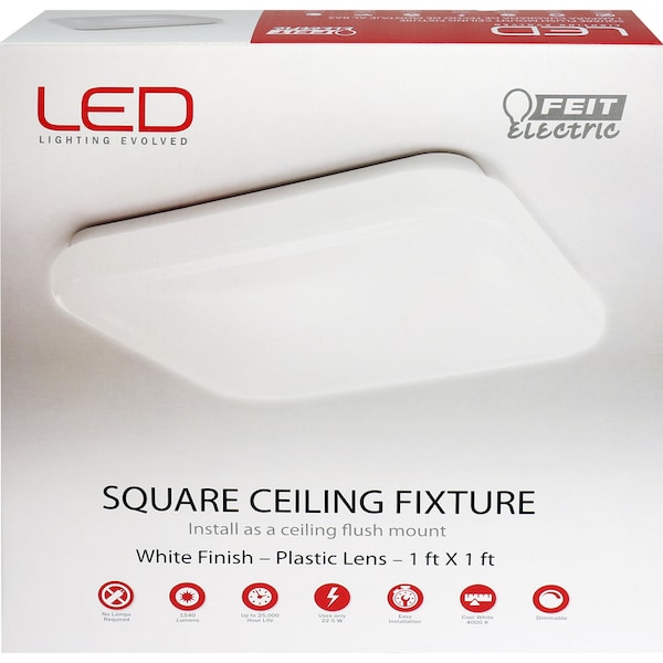 Feit Electric Feit LED 2.5 in. H X 12 in. W X 12 in. L Aluminum White LED Ceiling Light Fixture 71800 - main